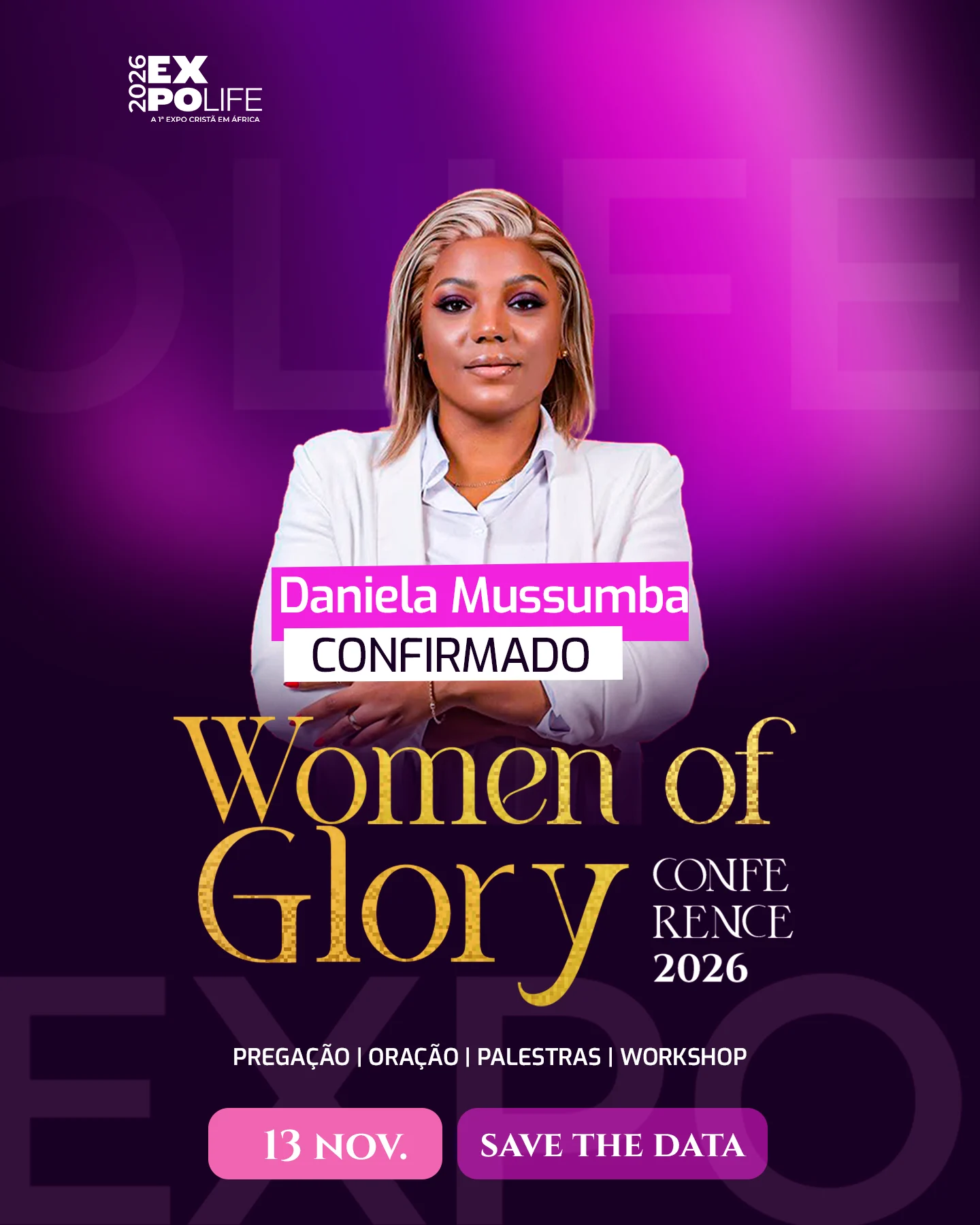 Daniela Mussumba — oradora confirmada da Women of Glory Conference 2026